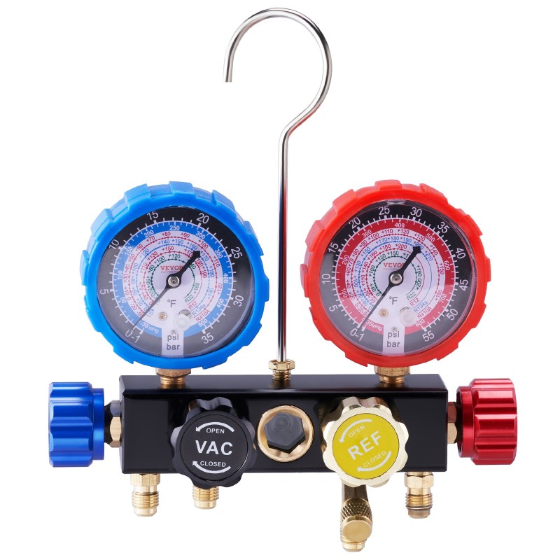 VEVOR 4 Way AC Gauge - AC Manifold Gauge Set for R134A R22 R12 R410A ...